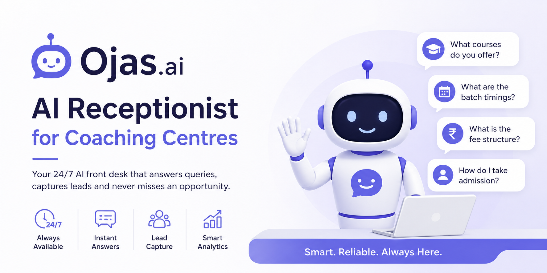 Ojas.ai AI Receptionist Mockup