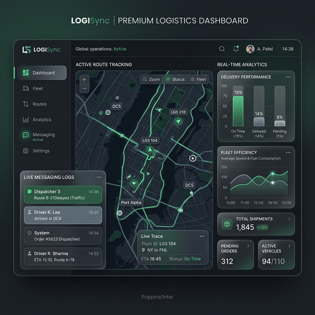 SwiftRoute AI Dashboard Mockup